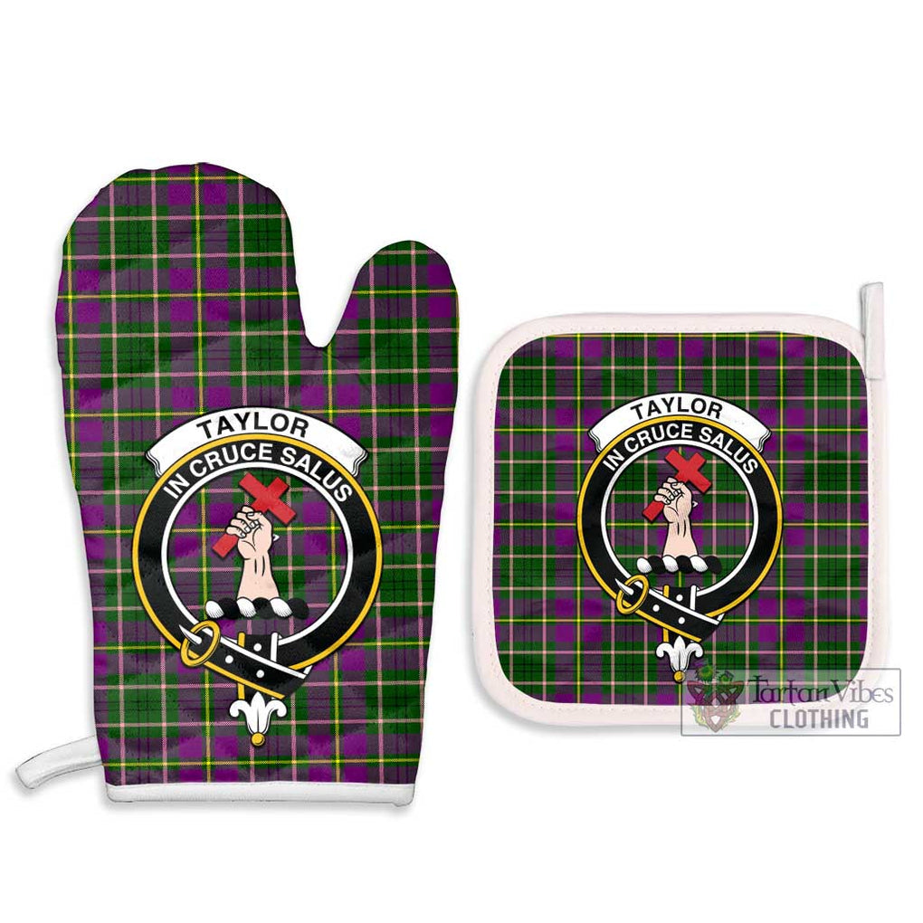Taylor (Tailylour) Tartan Combo Oven Mitt & Pot-Holder with Family Crest Combo 1 Oven Mitt & 2 Pot-Holder White - Tartan Vibes Clothing