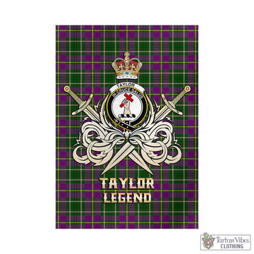 Taylor (Tailyour) Tartan Garden Flag with Clan Crest and the Golden Sword of Courageous Legacy
