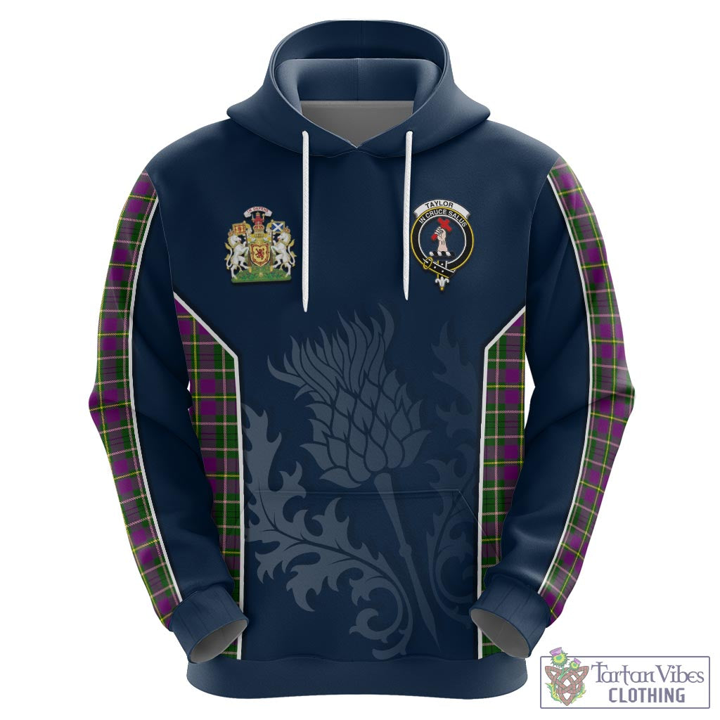 Tartan Vibes Clothing Taylor Tartan Hoodie with Family Crest and Scottish Thistle Vibes Sport Style