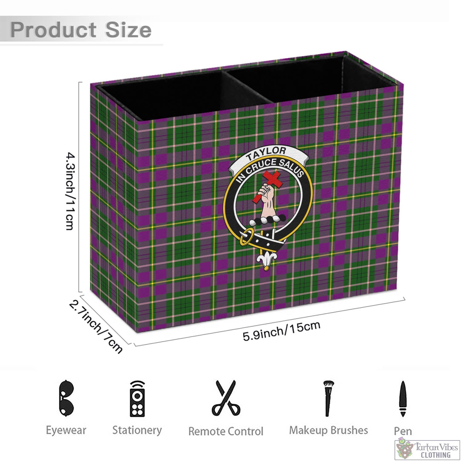 Tartan Vibes Clothing Taylor Tartan Pen Holder with Family Crest