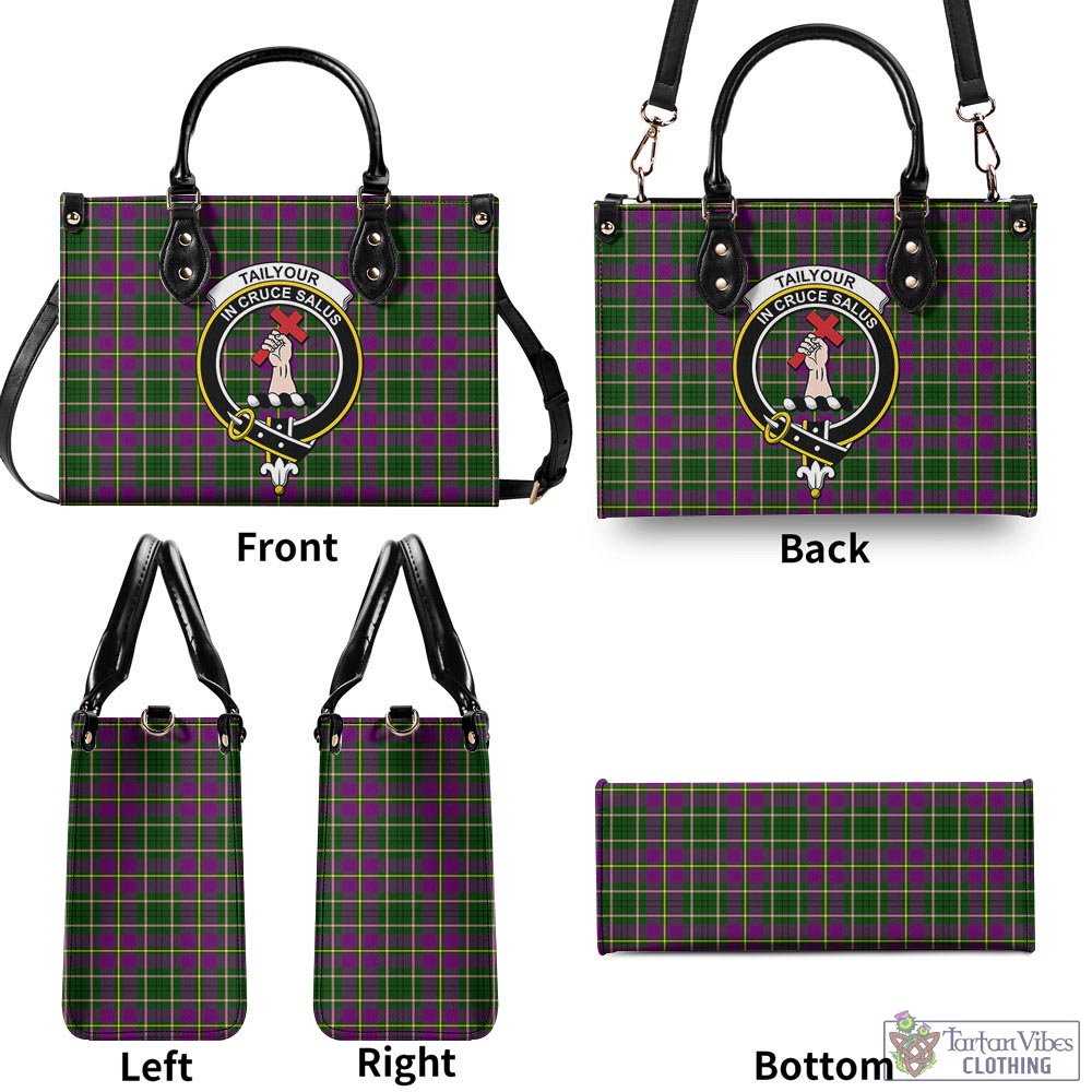 Tartan Vibes Clothing Taylor Tartan Luxury Leather Handbags with Family Crest