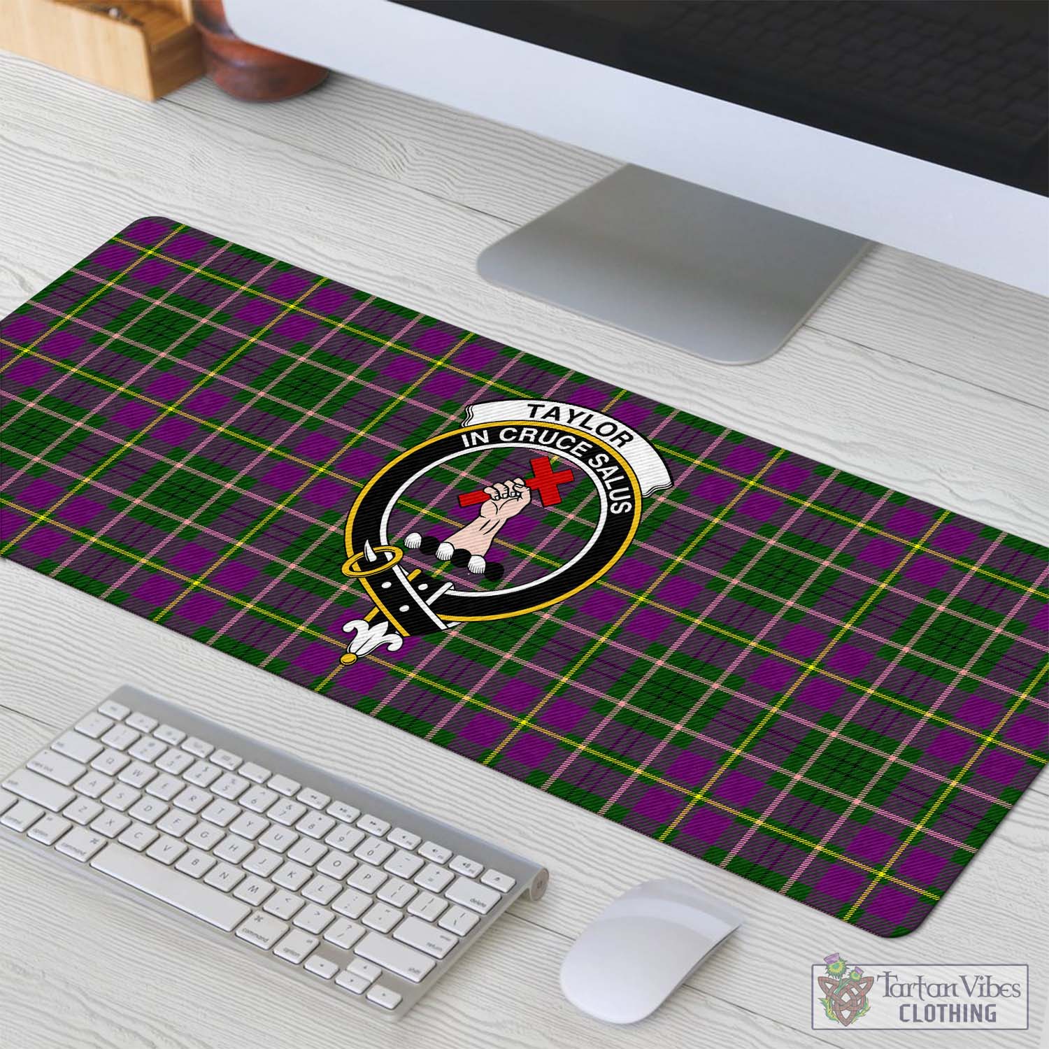 Tartan Vibes Clothing Taylor Tartan Mouse Pad with Family Crest