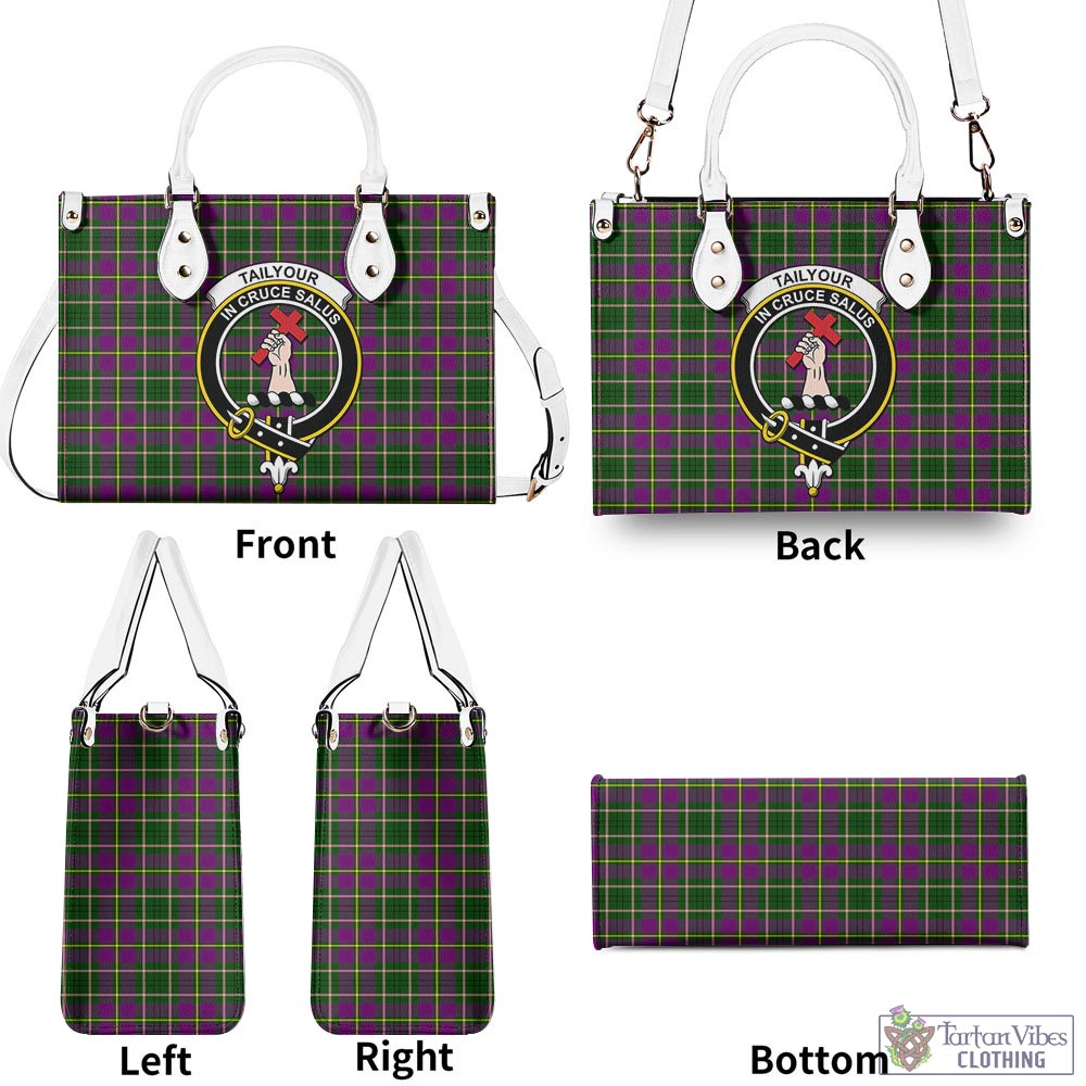 Tartan Vibes Clothing Taylor Tartan Luxury Leather Handbags with Family Crest