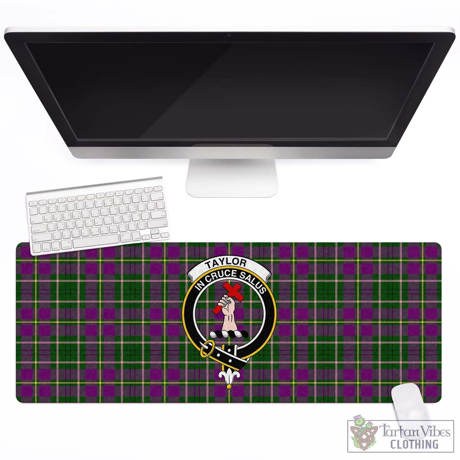 Tartan Vibes Clothing Taylor Tartan Mouse Pad with Family Crest