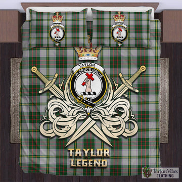 Taylor Dress Tartan Bedding Set with Clan Crest and the Golden Sword of Courageous Legacy