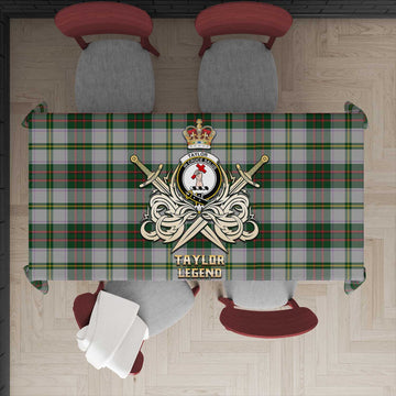 Taylor Dress Tartan Tablecloth with Clan Crest and the Golden Sword of Courageous Legacy