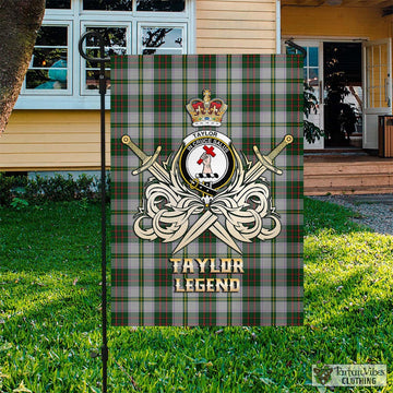 Taylor Dress Tartan Flag with Clan Crest and the Golden Sword of Courageous Legacy