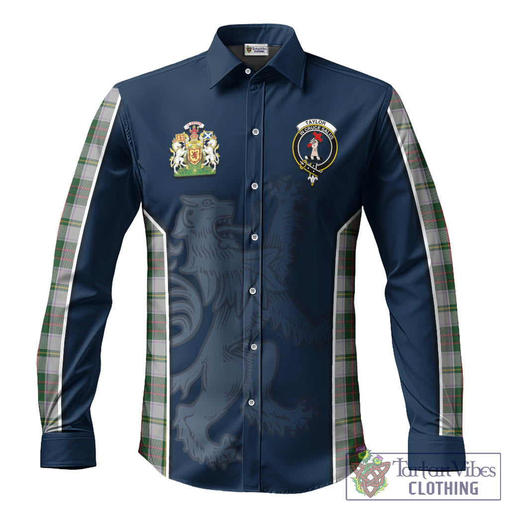 Taylor Dress Tartan Long Sleeve Button Up Shirt with Family Crest and Lion Rampant Vibes Sport Style