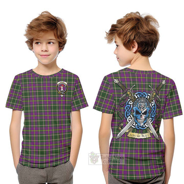Taylor (Tailyour) Tartan Kid T-Shirt with Family Crest Celtic Skull Style
