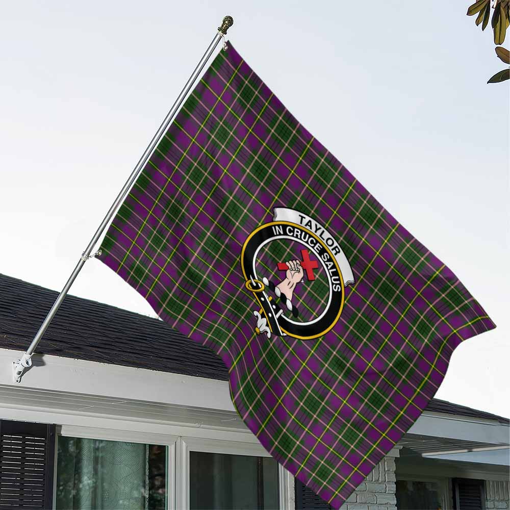 Tartan Vibes Clothing Taylor (Tailylour) Tartan House Flag with Family Crest