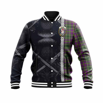 Tartan Vibes Clothing Taylor (Tailylour) Tartan Baseball Jacket with Family Crest Cross Sword Thistle Celtic Vibes