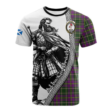 Taylor (Tailyour) Tartan Clan Crest Cotton T-shirt with Highlander Warrior Celtic Style
