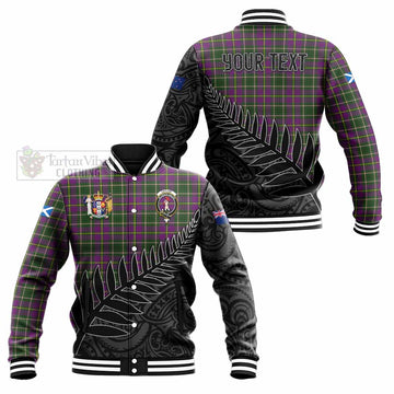 Taylor (Tailyour) Crest Tartan Baseball Jacket with New Zealand Silver Fern Half Style