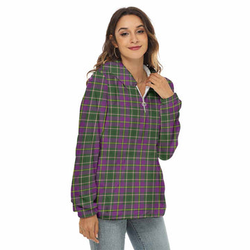 Taylor (Tailyour) Tartan Women's Borg Fleece Hoodie with Half Zip