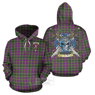 Tartan Vibes Clothing Taylor (Tailylour) Tartan Hoodie with Family Crest Celtic Skull Style