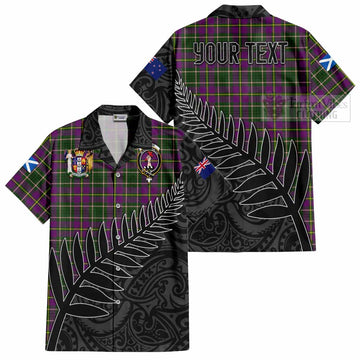Taylor (Tailyour) Crest Tartan Hawaiian Shirt with New Zealand Silver Fern Half Style