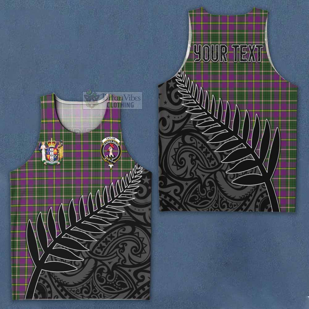 Tartan Vibes Clothing Taylor (Tailylour) Crest Tartan Men's Tank Top with New Zealand Silver Fern Half Style