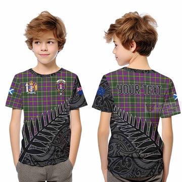 Taylor (Tailyour) Crest Tartan Kid T-Shirt with New Zealand Silver Fern Half Style