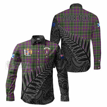 Tartan Vibes Clothing Taylor (Tailylour) Crest Tartan Long Sleeve Button Shirt with New Zealand Silver Fern Half Style