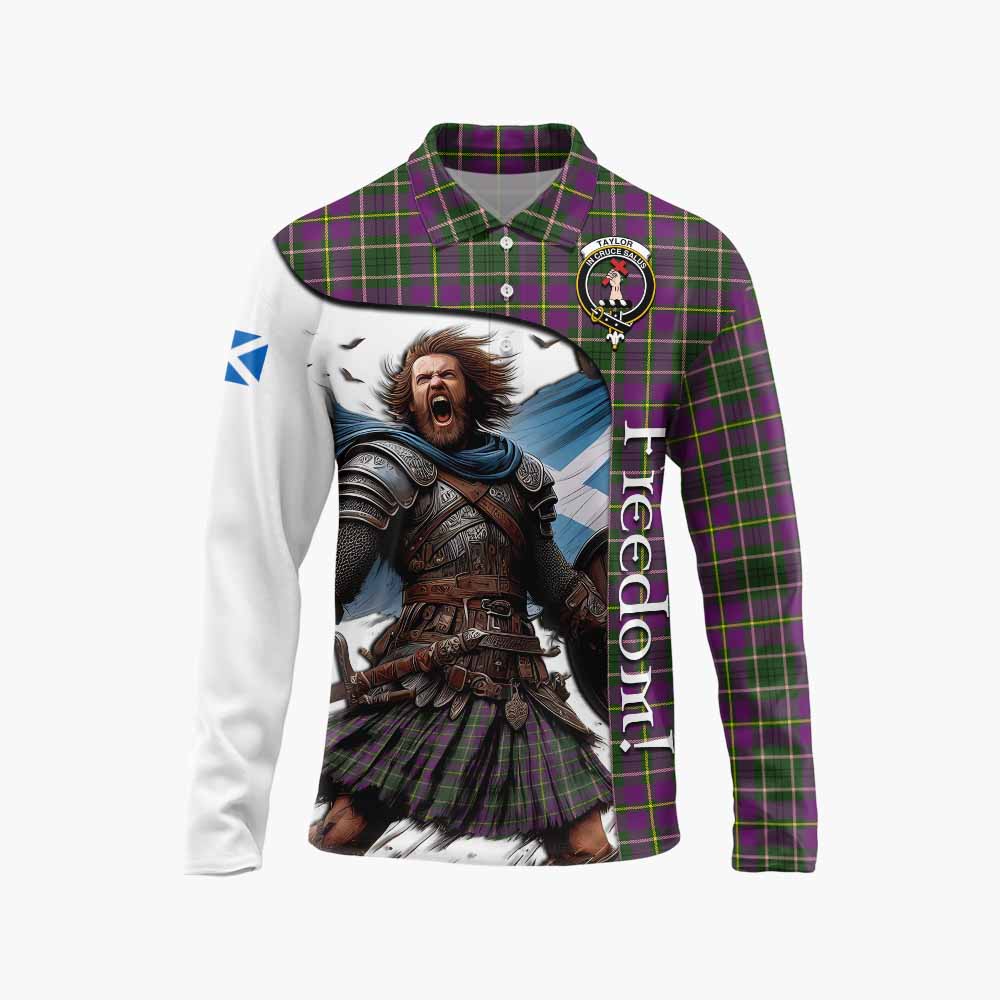 Tartan Vibes Clothing Taylor (Tailylour) Crest Tartan Long Sleeve Polo Shirt Inspired by the Freedom of Scottish Warrior