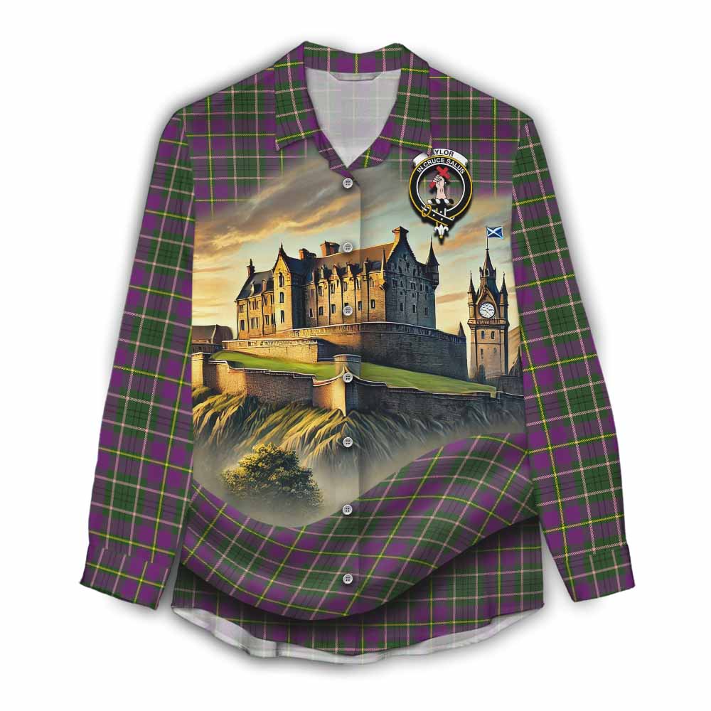 Tartan Vibes Clothing Taylor (Tailylour) Tartan Family Crest Women's Casual Shirt with Scottish Ancient Castle Style