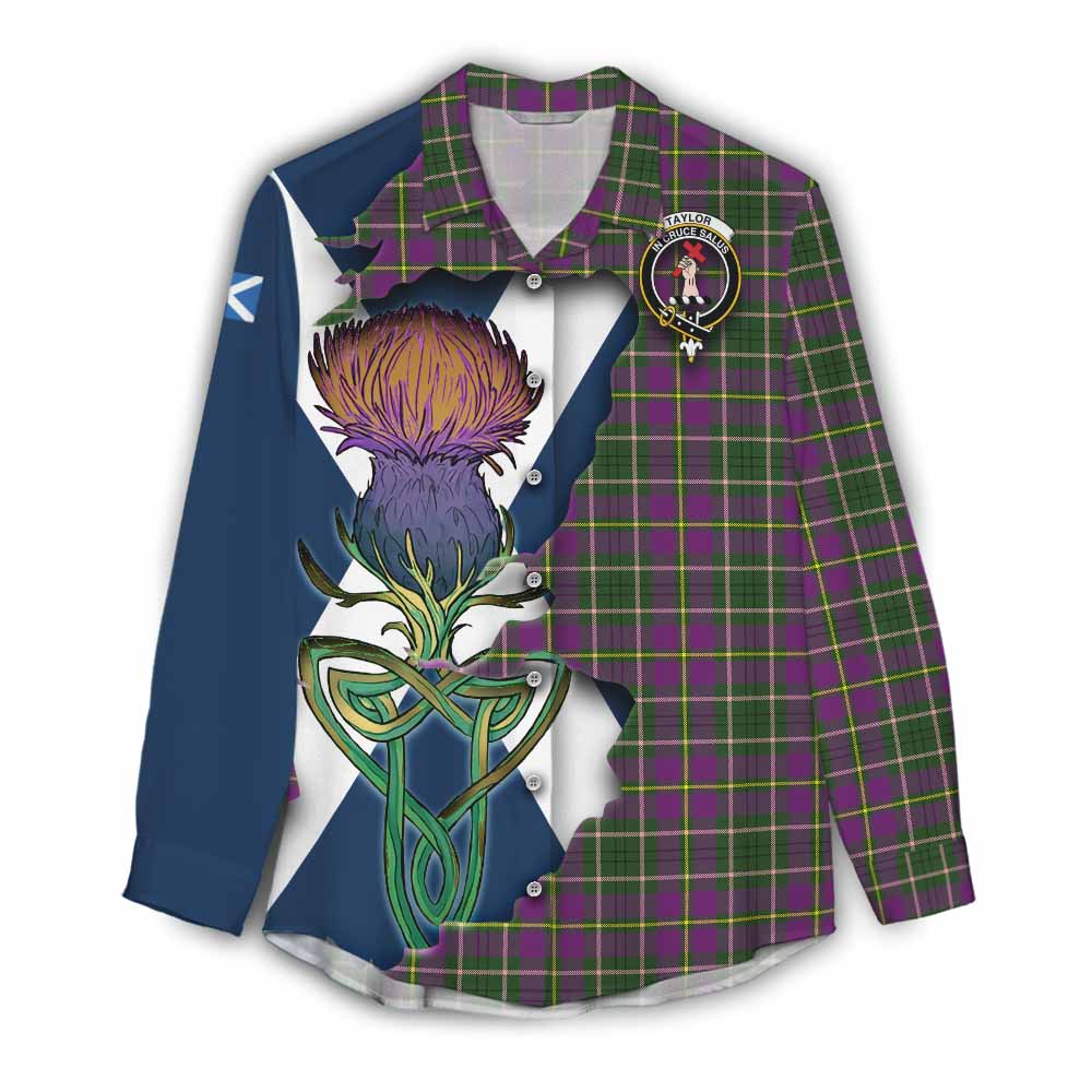 Tartan Vibes Clothing Taylor (Tailylour) Tartan Family Crest Women's Casual Shirt Scottish Thistle Celtic Inspired