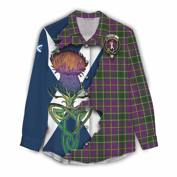 Tartan Vibes Clothing Taylor (Tailylour) Tartan Family Crest Women's Casual Shirt Scottish Thistle Celtic Inspired