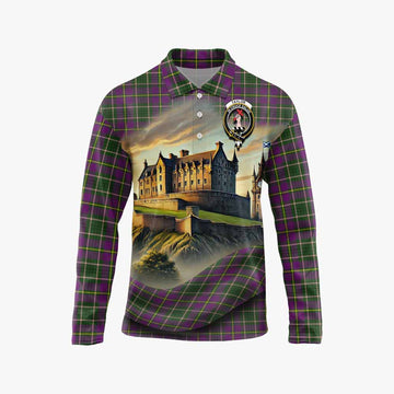 Tartan Vibes Clothing Taylor (Tailylour) Tartan Family Crest Long Sleeve Polo Shirt with Scottish Ancient Castle Style