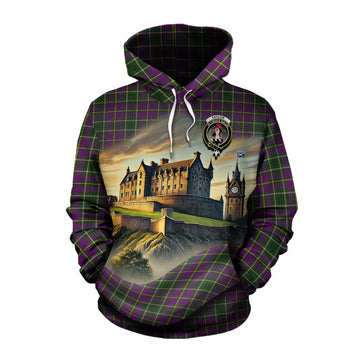 Tartan Vibes Clothing Taylor (Tailylour) Tartan Family Crest Cotton Hoodie with Scottish Ancient Castle Style