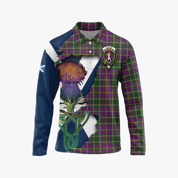 Tartan Vibes Clothing Taylor (Tailylour) Tartan Family Crest Long Sleeve Polo Shirt Scottish Thistle Celtic Inspired