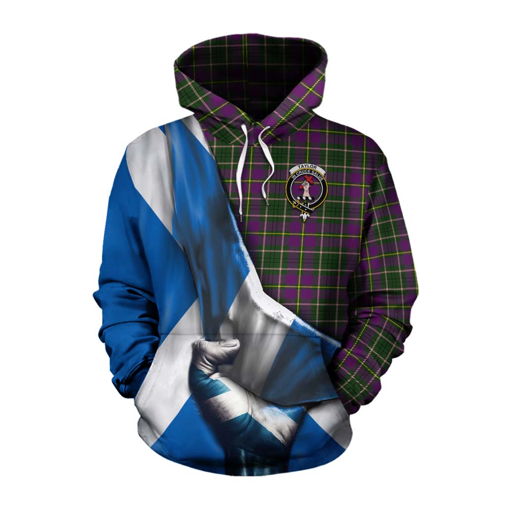Tartan Vibes Clothing Taylor (Tailylour) Tartan Cotton Hoodie with Family Crest Scotland Patriotic Style