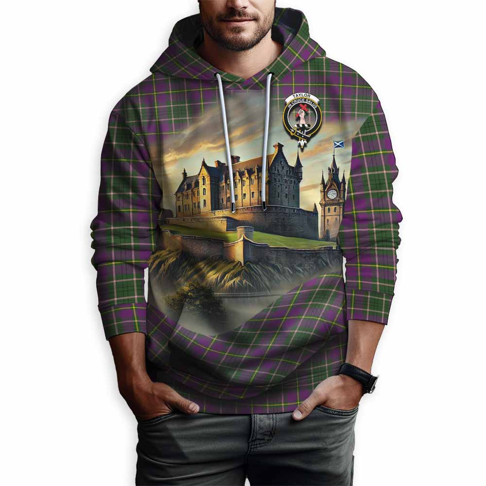 Tartan Vibes Clothing Taylor (Tailylour) Tartan Family Crest Hoodie with Scottish Ancient Castle Style