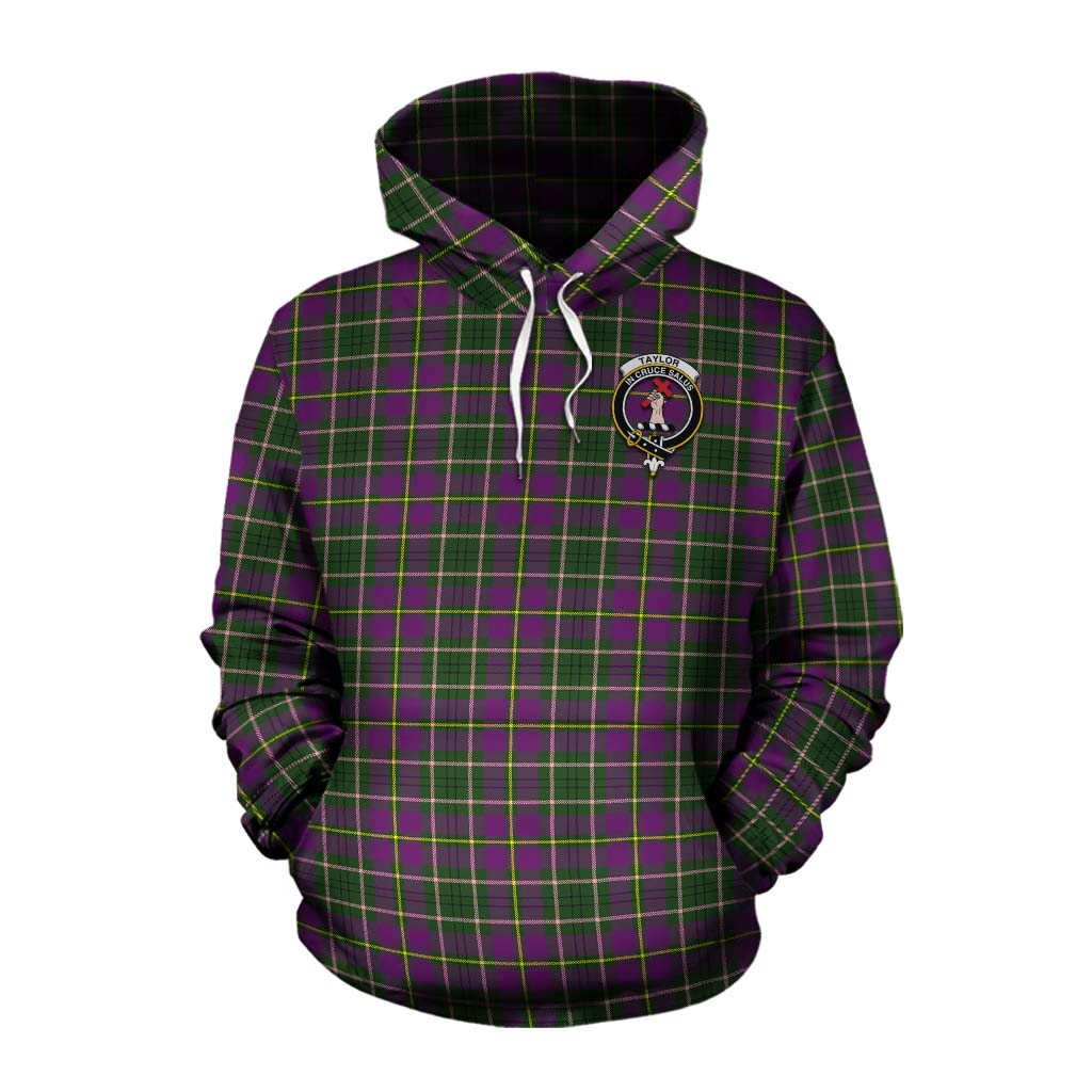Tartan Vibes Clothing Taylor (Tailylour) Tartan Cotton Hoodie with Family Crest Celtic Skull Style