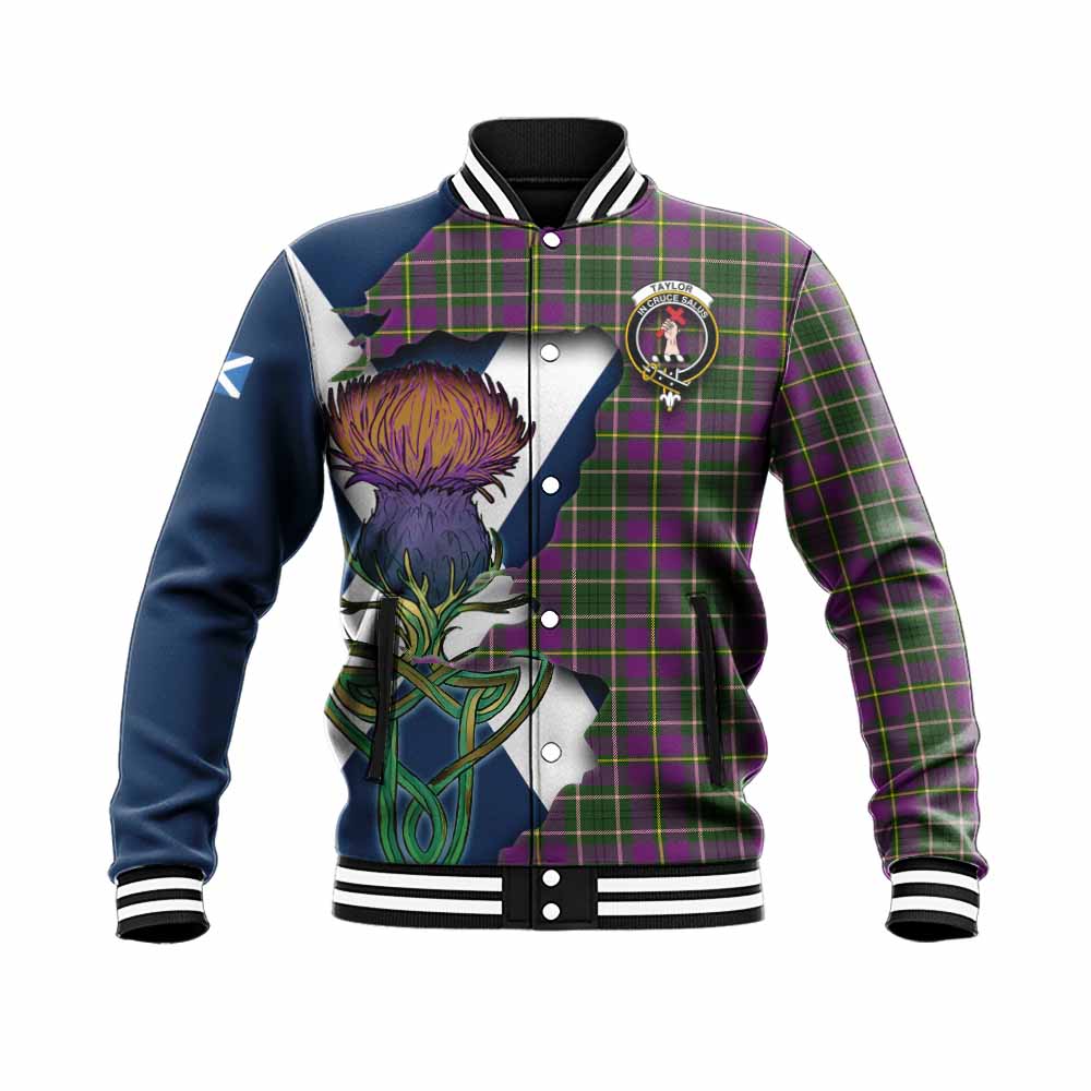 Tartan Vibes Clothing Taylor (Tailylour) Tartan Family Crest Baseball Jacket Scottish Thistle Celtic Inspired