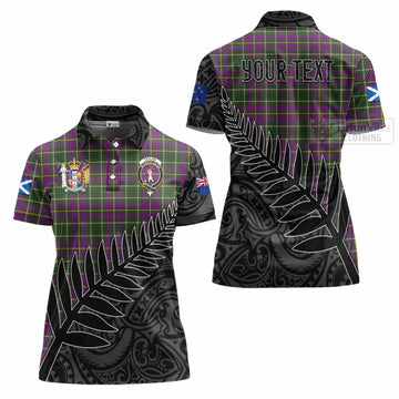 Tartan Vibes Clothing Taylor (Tailylour) Crest Tartan Women's Polo Shirt with New Zealand Silver Fern Half Style