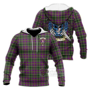 Taylor (Tailyour) Tartan Knitted Hoodie with Family Crest Celtic Skull Style