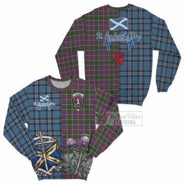 Taylor (Tailyour) Tartan Sweatshirt Happy St. Andrew's Day Half Tartan Style