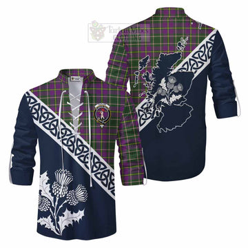 Tartan Vibes Clothing Taylor (Tailylour) Tartan Ghillie Kilt Shirt Featuring Thistle and Scotland Map