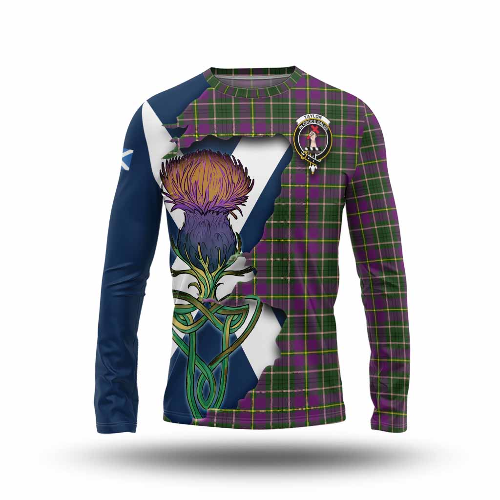 Tartan Vibes Clothing Taylor (Tailylour) Tartan Family Crest Long Sleeve T-Shirt Scottish Thistle Celtic Inspired
