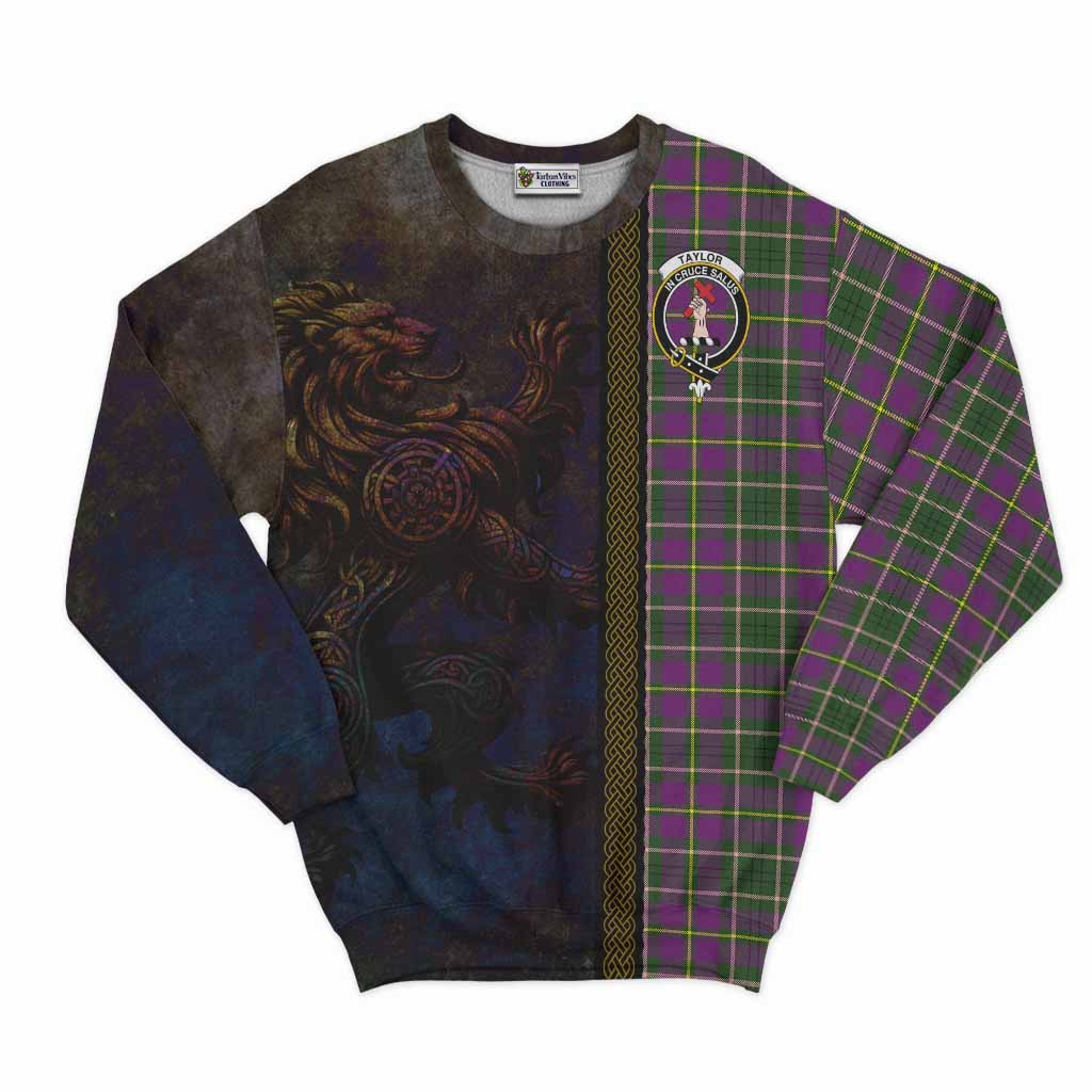 Tartan Vibes Clothing Taylor (Tailylour) Tartan Family Crest Sweatshirt Alba Gu Brath Be Brave Lion Ancient Style