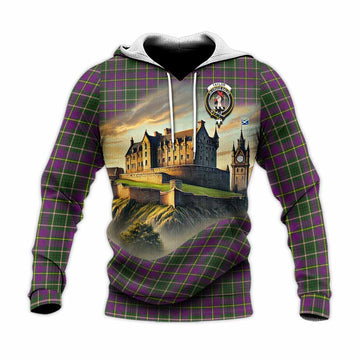 Tartan Vibes Clothing Taylor (Tailylour) Tartan Family Crest Knitted Hoodie with Scottish Ancient Castle Style