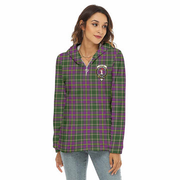 Taylor (Tailyour) Tartan Women's Borg Fleece Hoodie with Half Zip with Family Crest
