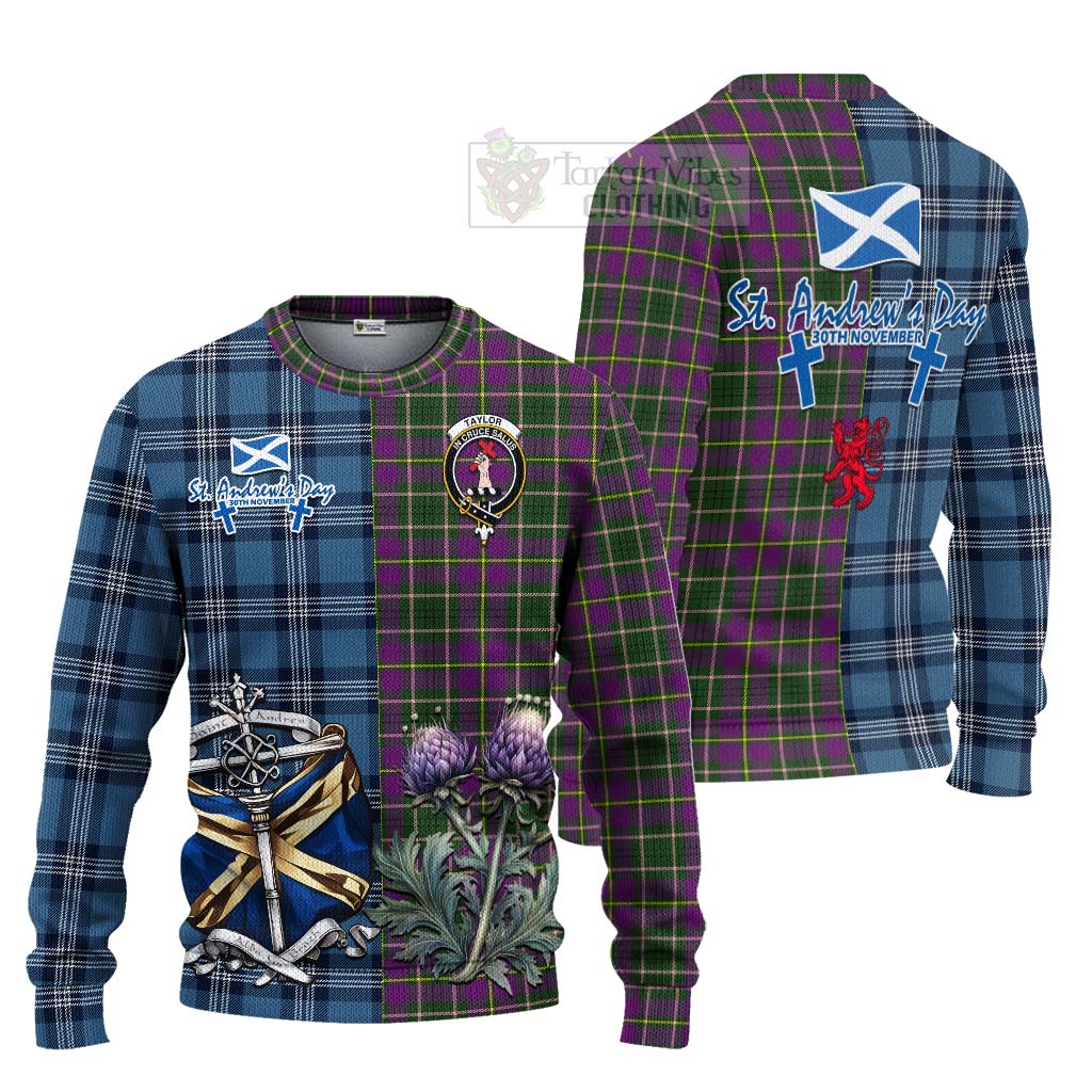 Tartan Vibes Clothing Taylor (Tailylour) Tartan Knitted Sweater Happy St. Andrew's Day Half Tartan Style