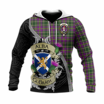 Tartan Vibes Clothing Taylor (Tailylour) Tartan Family Crest Knitted Hoodie Lion Rampant Royal Thistle Shield Celtic Inspired