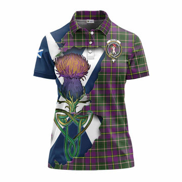 Tartan Vibes Clothing Taylor (Tailylour) Tartan Family Crest Women's Polo Shirt Scottish Thistle Celtic Inspired