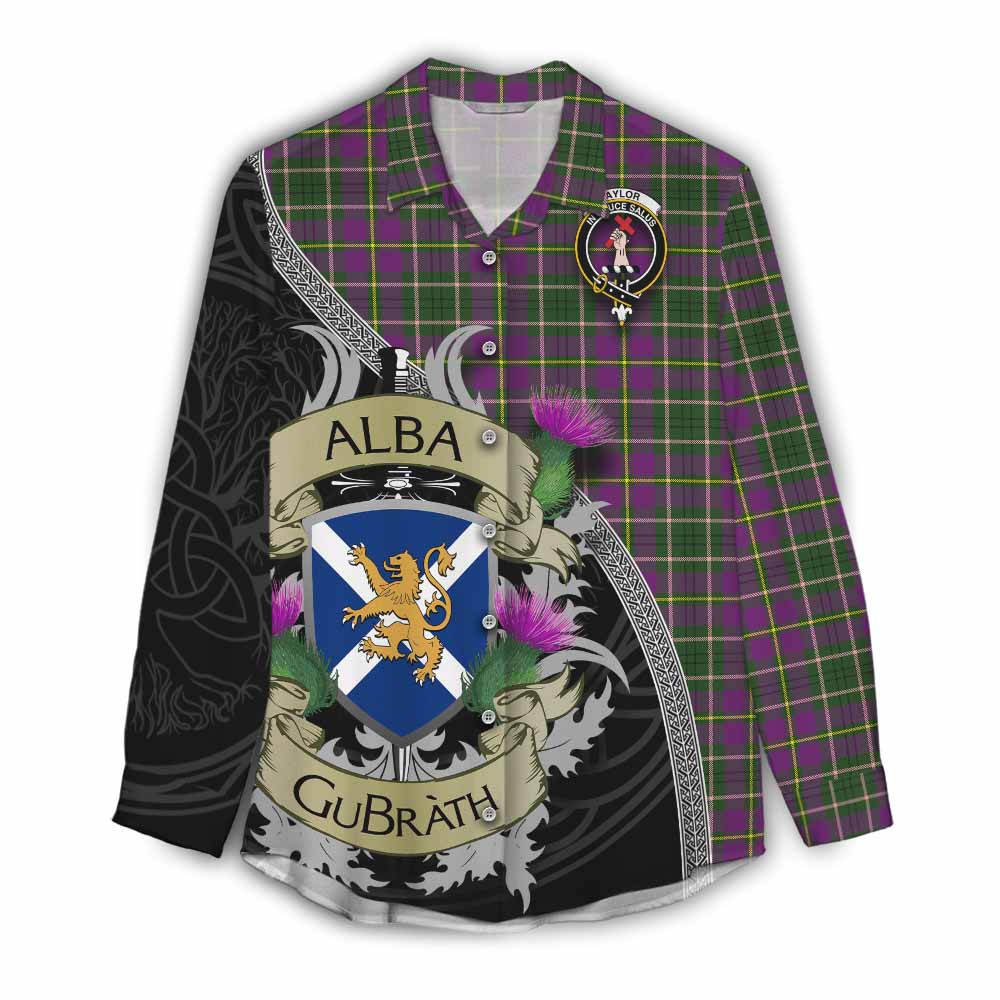 Tartan Vibes Clothing Taylor (Tailylour) Tartan Family Crest Women's Casual Shirt Lion Rampant Royal Thistle Shield Celtic Inspired