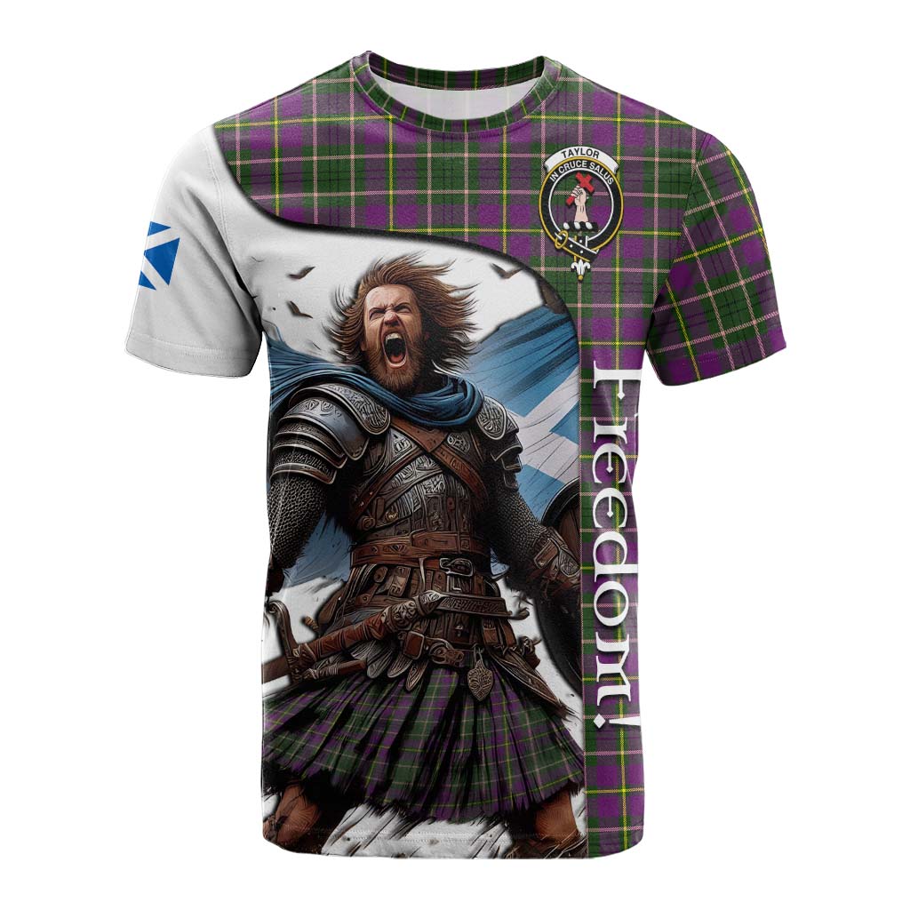 Tartan Vibes Clothing Taylor (Tailylour) Crest Tartan Cotton T-shirt Inspired by the Freedom of Scottish Warrior
