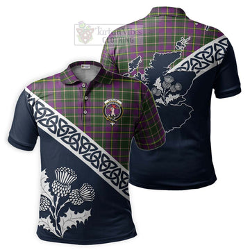 Taylor (Tailyour) Tartan Polo Shirt Featuring Thistle and Scotland Map
