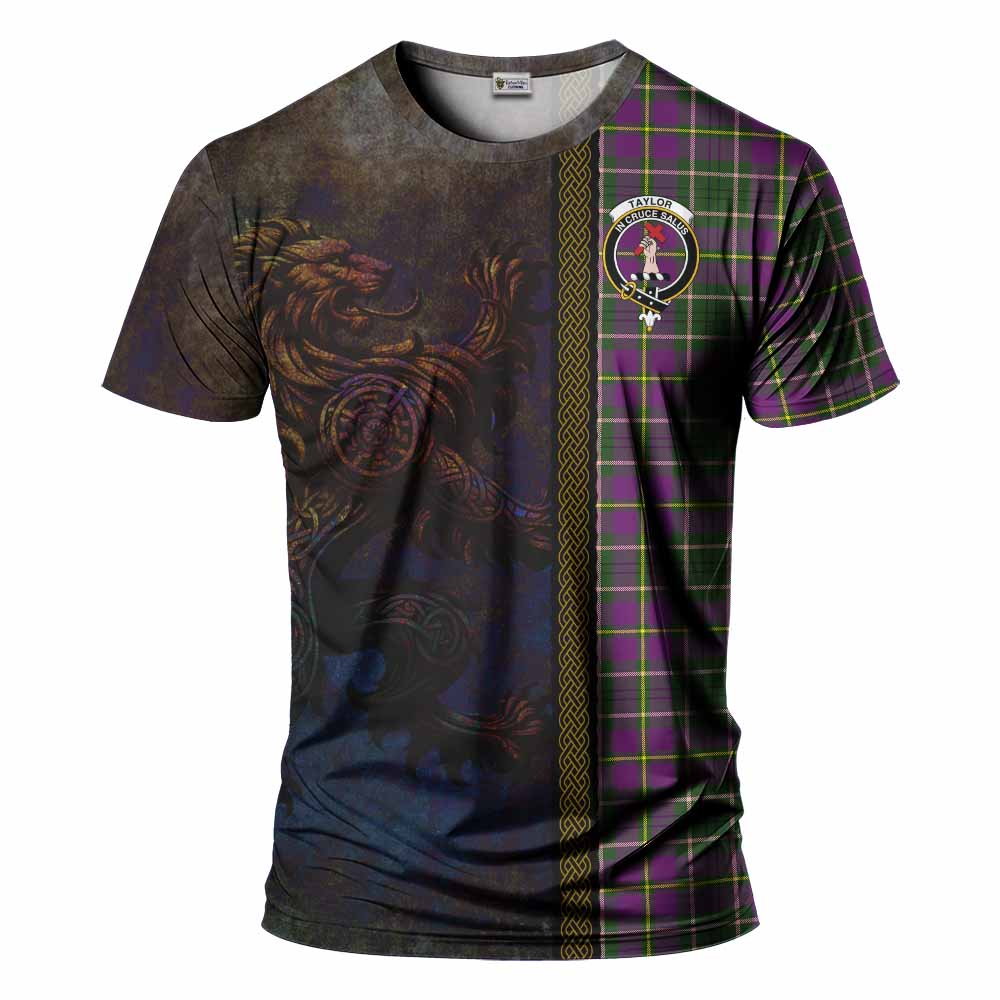 Tartan Vibes Clothing Taylor (Tailylour) Tartan Family Crest T-Shirt Alba Gu Brath Be Brave Lion Ancient Style