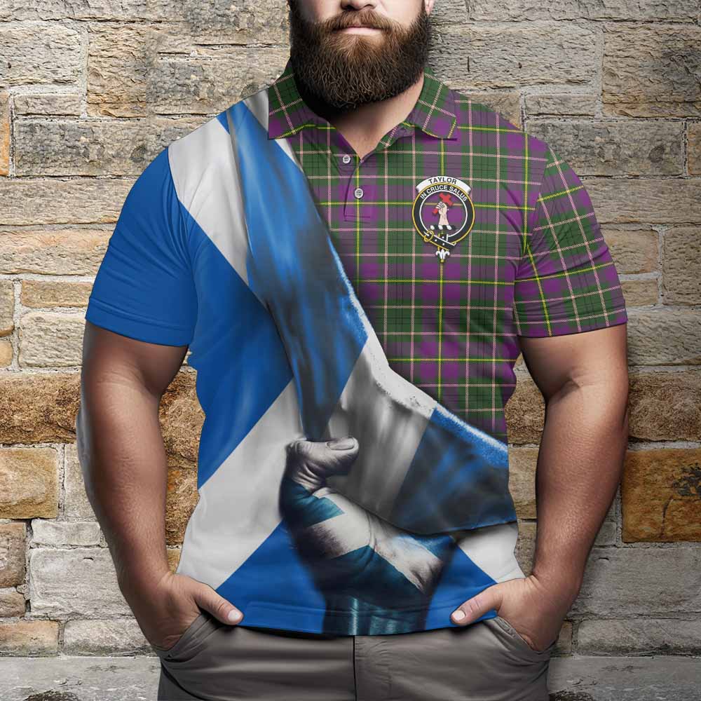 Tartan Vibes Clothing Taylor (Tailylour) Tartan Polo Shirt with Family Crest Scotland Patriotic Style